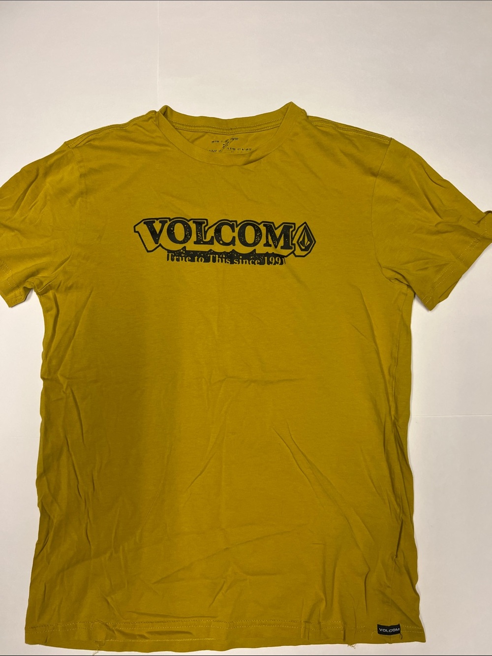 Volcom Men's Mustard Yellow Logo Tee